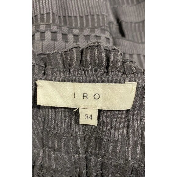 IRO Black Striped Ruffle Mini Skirt Sz 15 / 34 Feminine Flowy Silk Office - Picture 4 of 6